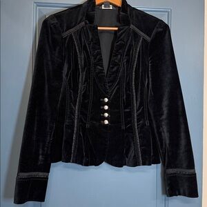 White House Black Market Black Velvet Fitted Blazer | Statement Jacket | Size 6